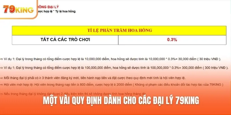 Một vài quy định dành cho các đại lý 79king